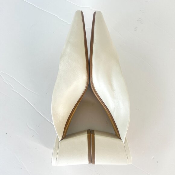 Sz 7.5 Aldo Brerwen White Leather Square Toe Block Heel Slip On Mule Shoes - Picture 7 of 15